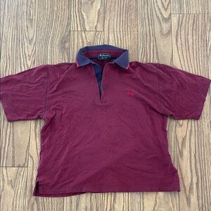 Burberry Burgundy Polo Shirt with Navy Accents